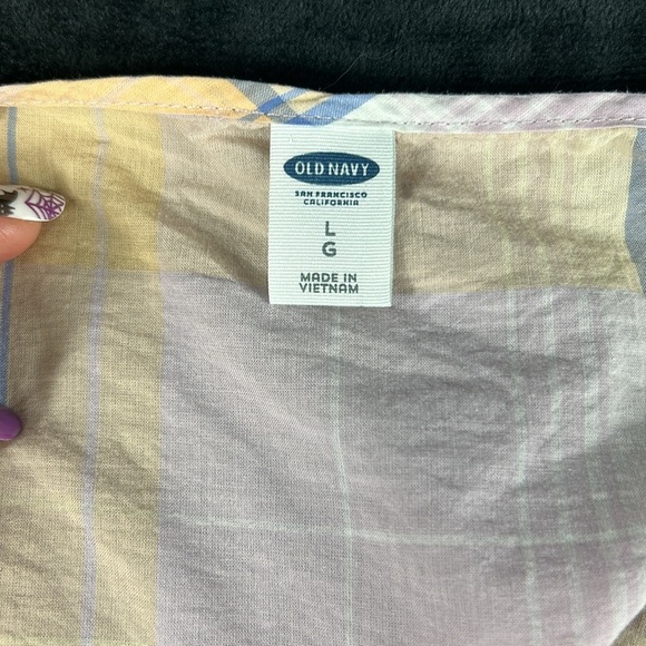 NWOT Old Navy Purple and Orange Plaid Baby Doll Blouse - Picture 4 of 5